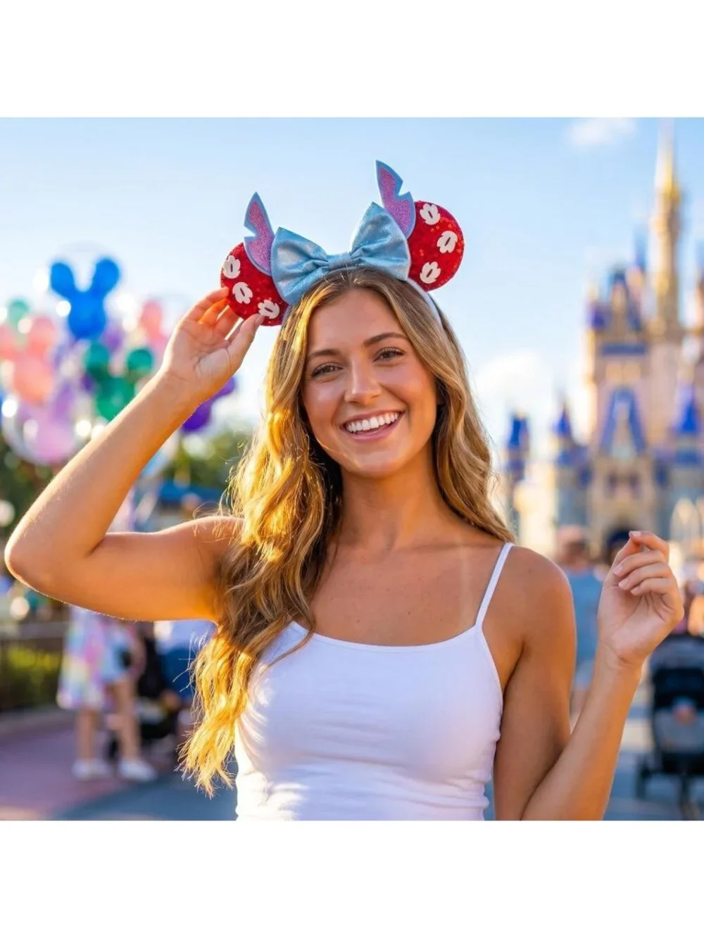 Women Silvery Sequin Polyester Shiny Bows Mickey Mouse Headband